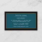 Blauwgroen - Turquoise en Gold Geode Agate Stone B Visitekaartje (Achterkant)