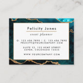 Blauwgroen - Turquoise en Gold Geode Agate Stone Visitekaartje (Achterkant)