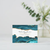 Blauwgroen - Turquoise en Gold Geode Agate Stone Visitekaartje (Staand voorkant)