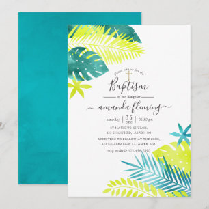 Blauwgroen - Turquoise en Lemon Tropical Baptism Kaart