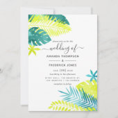 Blauwgroen - Turquoise en Lemon Tropical Wedding Kaart (Voorkant)