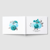 Blauwgroen - Turquoise en Silver Floral Wedding Gastenboek (Volledig)