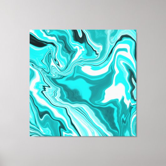 Blauwgroen, Turquoise en White Marble Canvas Afdruk (Voorkant)