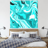 Blauwgroen, Turquoise en White Marble Canvas Afdruk (Insitu (Slaapkamer))
