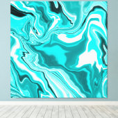 Blauwgroen, Turquoise en White Marble Canvas Afdruk (Insitu (Houten vloer))