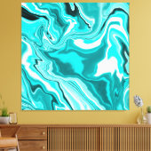 Blauwgroen, Turquoise en White Marble Canvas Afdruk (Insitu (Woonkamer))