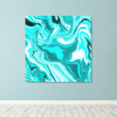 Blauwgroen, Turquoise en White Marble Canvas Afdruk (Insitu (Houten vloer))