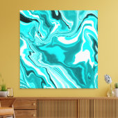 Blauwgroen, Turquoise en White Marble Canvas Afdruk (Insitu (Woonkamer))