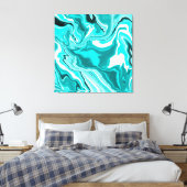 Blauwgroen, Turquoise en White Marble Canvas Afdruk (Insitu (Slaapkamer))