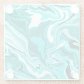 Blauwgroen, Turquoise en White Marble Glazen Onderzetter (Achterkant)