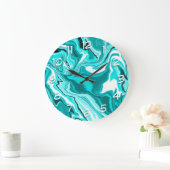Blauwgroen, Turquoise en White Marble Grote Klok (Huis)