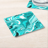 Blauwgroen, Turquoise en White Marble Kartonnen Onderzetters (Schuin)