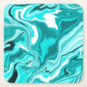 Blauwgroen, Turquoise en White Marble Kartonnen Onderzetters (Voorkant)