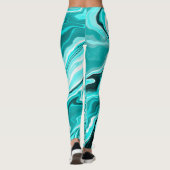 Blauwgroen, Turquoise en White Marble Leggings (Achterkant)