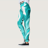 Blauwgroen, Turquoise en White Marble Leggings (Links)