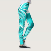 Blauwgroen, Turquoise en White Marble Leggings (Rechts)