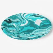 Blauwgroen, Turquoise en White Marble Papieren Bordje (Gekanteld)