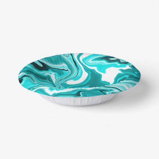 Blauwgroen, Turquoise en White Marble Papieren Kommen (Gebogen)