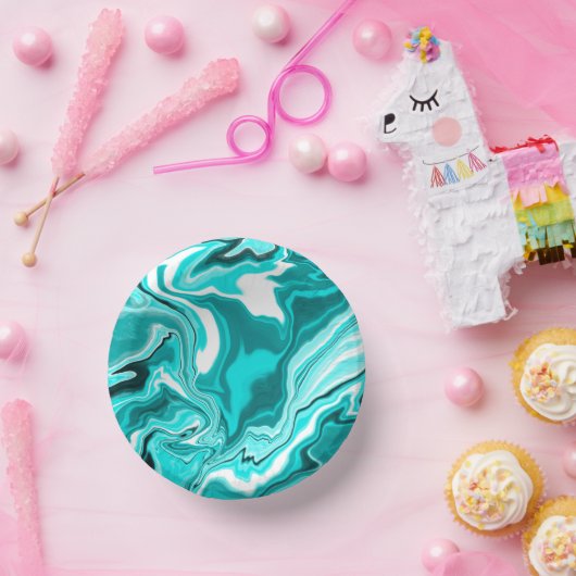Blauwgroen, Turquoise en White Marble Papieren Kommen (Feest)