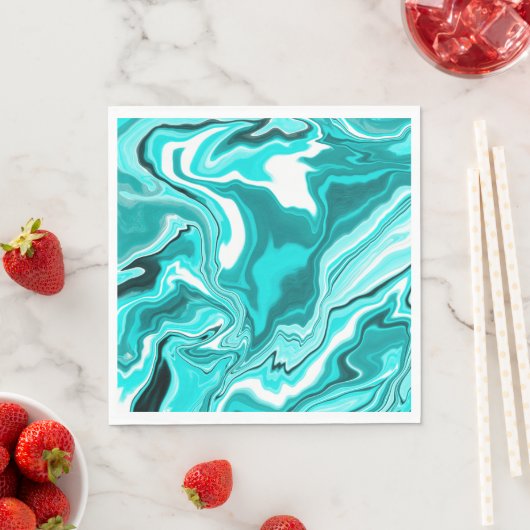Blauwgroen, Turquoise en White Marble Servet (Insitu)