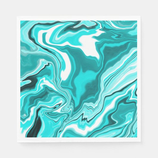 Blauwgroen, Turquoise en White Marble Servet (Voorkant)