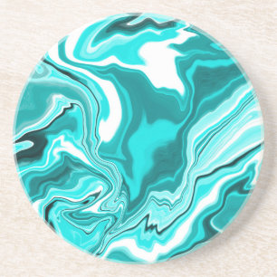 Blauwgroen, Turquoise en White Marble Zandsteen Onderzetter