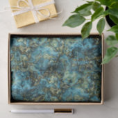 Blauwgroen Turquoise Faux Gold Agate Art Patroon Tissuepapier (Geschenk)