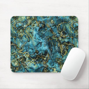 Blauwgroen Turquoise Faux Gold Minerals Agate Patt Muismat