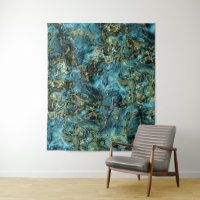 Blauwgroen Turquoise Faux Gold Minerals Agate Patt