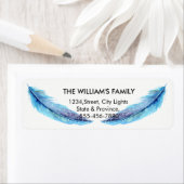 Blauwgroen Turquoise Feather Bird Peacock Wedding Etiket (Insitu)