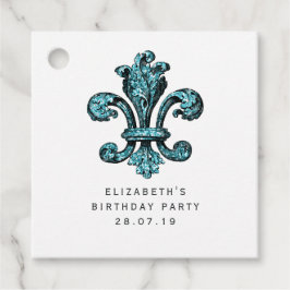  Blauwgroen - Turquoise Fleur de Lis Bedankjes Labels