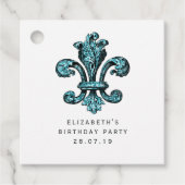  Blauwgroen - Turquoise Fleur de Lis Bedankjes Labels (Voorkant)