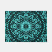 Blauwgroen Turquoise Floral Mandala Deurmat (Voorkant)