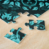 Blauwgroen Turquoise Floral Mandala Legpuzzel (Zijkant)