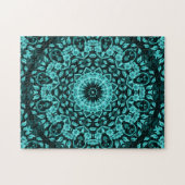 Blauwgroen Turquoise Floral Mandala Legpuzzel (Horizontaal)
