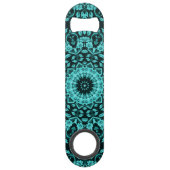 Blauwgroen Turquoise Floral Mandala Speed Flessenopener (Achterkant)