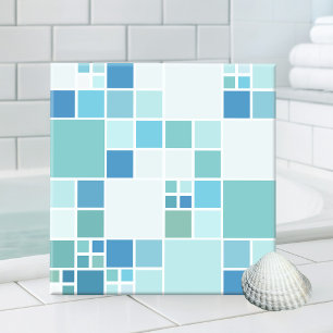 Blauwgroen Turquoise Geometric Pattern Bathroom Te Tegeltje
