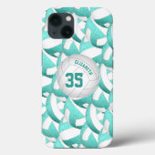 blauwgroen turquoise gepersonaliseerde volleybal m Case-Mate iPhone case (Achterkant)
