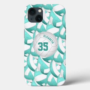 blauwgroen turquoise gepersonaliseerde volleybal m Case-Mate iPhone case