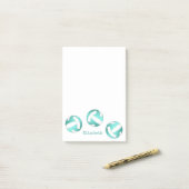 blauwgroen turquoise gepersonaliseerde volleybal m post-it® notes (Op bureau)