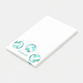 blauwgroen turquoise gepersonaliseerde volleybal m post-it® notes (Schuin)