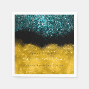 Blauwgroen Turquoise Gold Black White Confetti Gli Servetten
