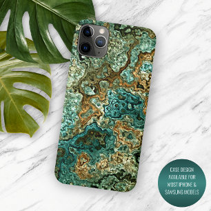 Blauwgroen Turquoise Gold Brown Minerals Marble Ar Case-Mate iPhone Case