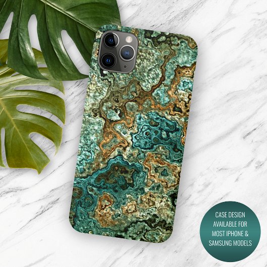 Blauwgroen Turquoise Gold Brown Minerals Marble Ar Case-Mate iPhone Case