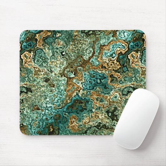 Blauwgroen Turquoise Gold Brown Minerals Marble Pa Muismat (Met muis)