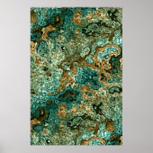 Blauwgroen Turquoise Gold Brown Minerals Marble Pa Poster (Voorkant)
