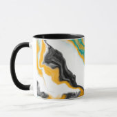 Blauwgroen, Turquoise, Gold, witte, marmer Fluid A Mok (Links)