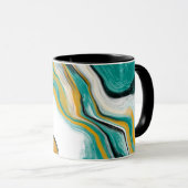 Blauwgroen, Turquoise, Gold, witte, marmer Fluid A Mok (Voorkant rechts)