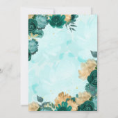 Blauwgroen Turquoise Goud Bloemen Prinses Sweet 16 Kaart (Achterkant)