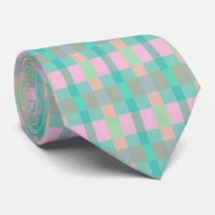 Blauwgroen Turquoise Green Blue Pink Pattern Strop Stropdas